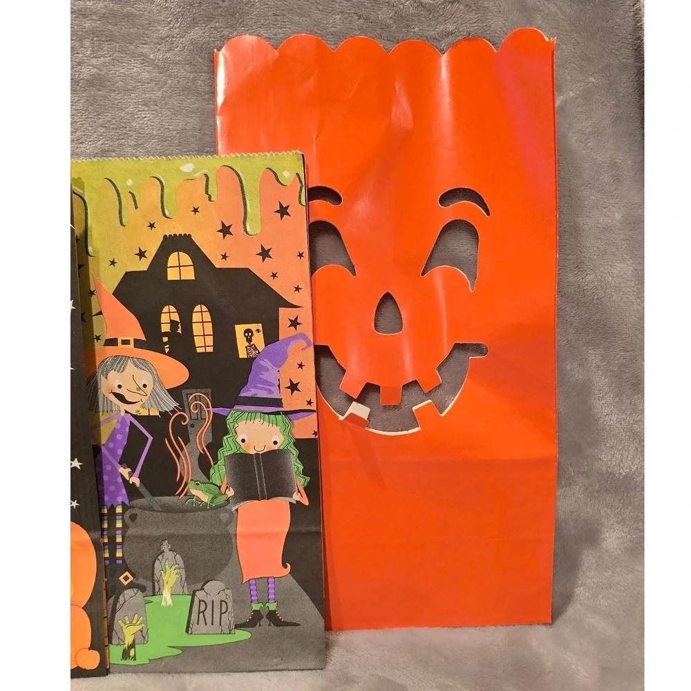 Halloween Paper Treat Bags Set Pumpkin Witch Spooky‎ Eyes 4pc